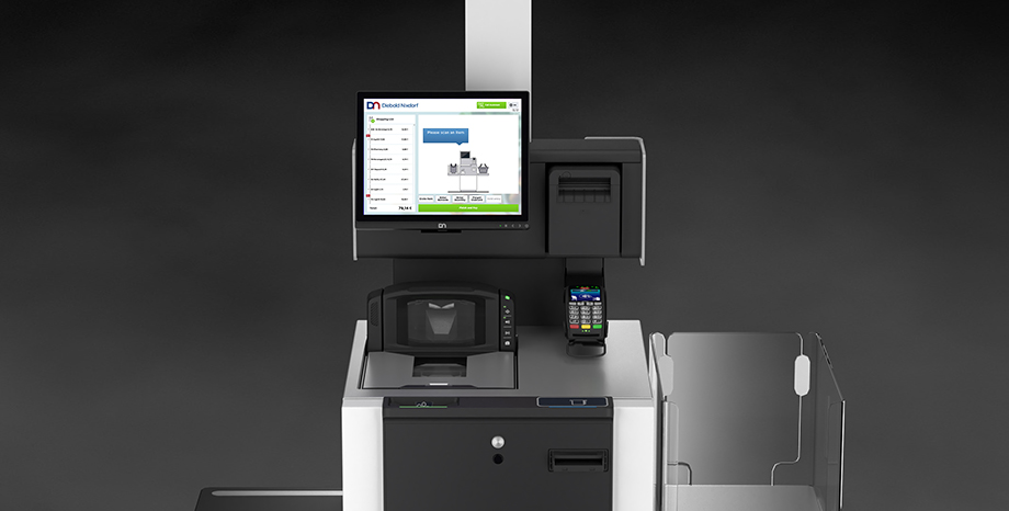 Diebold Nixdorf self-service kiosk with Vynamic retail POS software